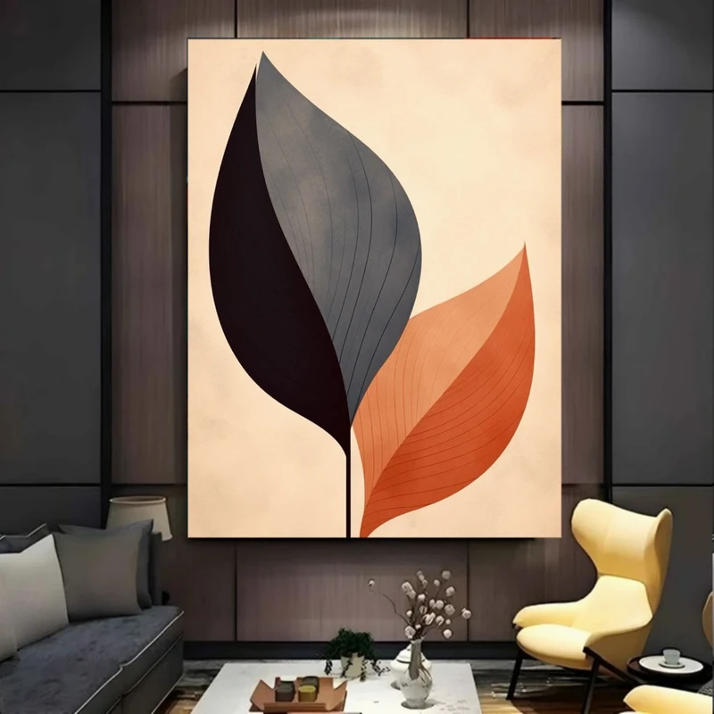پوستر پارچه ای طرح مخمل  برگ مدل مینیمال کد BK57892