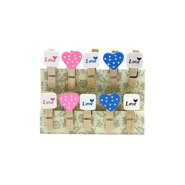 گیره عکس مدل قلب بسته 10 عددی