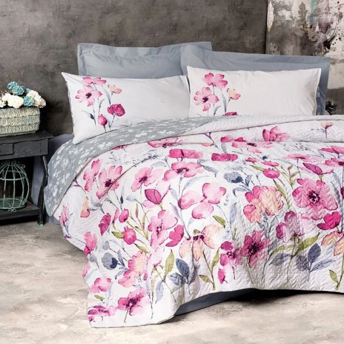 سرویس روتختی 2 نفره 4 تکه کاتن باکس مدل Mode Line Complete Seti Carla Gri