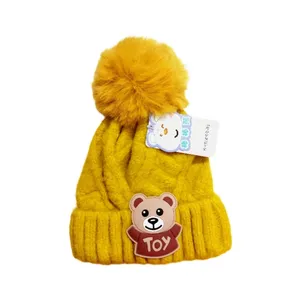 کلاه بافتنی بچگانه مدل خرسی کد 01