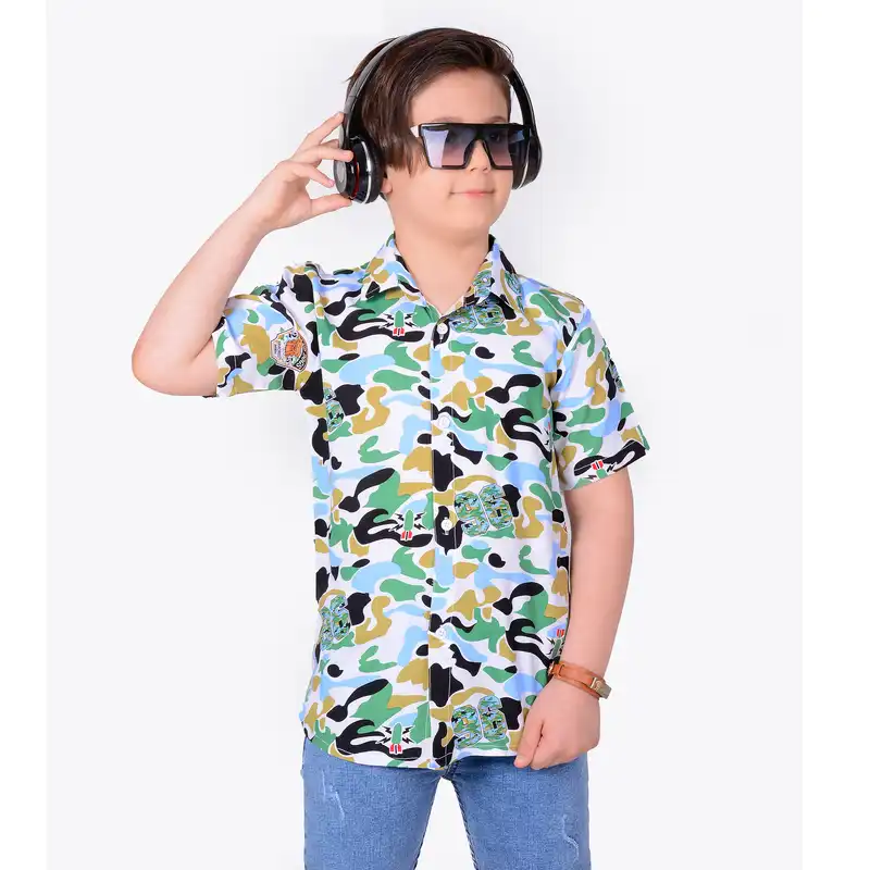 پیراهن پسرانه مدلا طرح ارتشی کد HOS