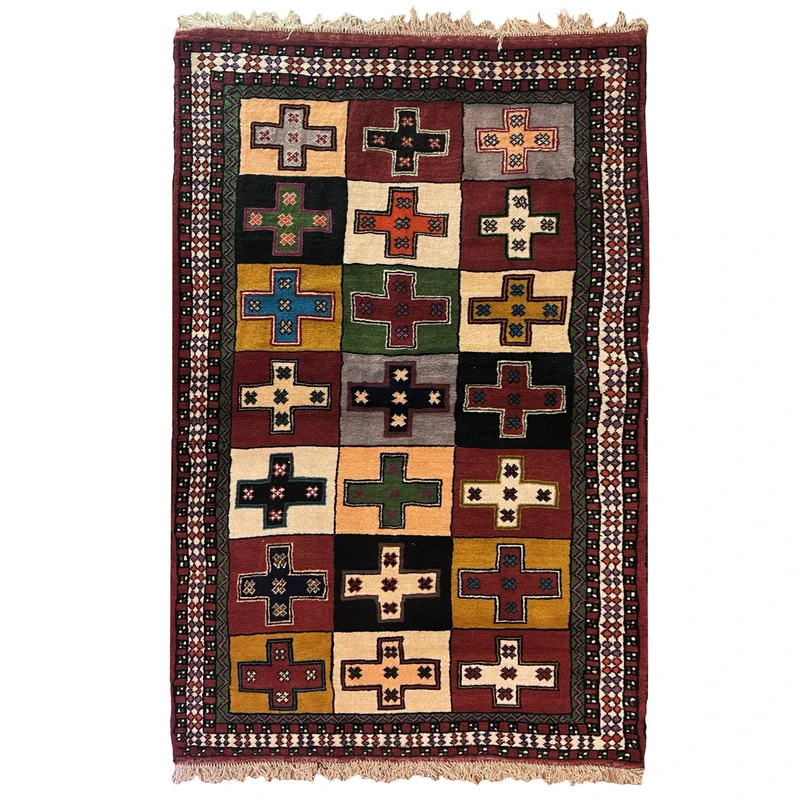 فرش دستبافت دو و نیم متری طرح ترکمن زمینه قرمز کد NKP.RJ11