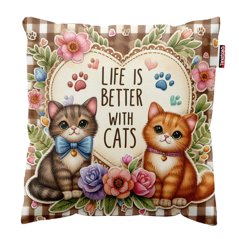 کوسن پاد آفرین مدل گربه کیوت بامزه فانتزی کد PK301944 سایز 30*30 سانتی متر