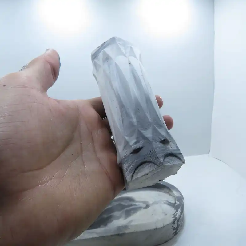 ست 4 تکه جاشمعی و جاعودی و گلدان طرح سنگی کد 1001