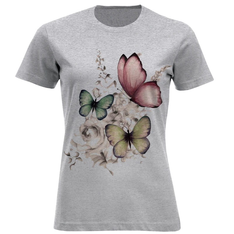 تیشرت آستین کوتاه زنانه طرح پروانه کد F658