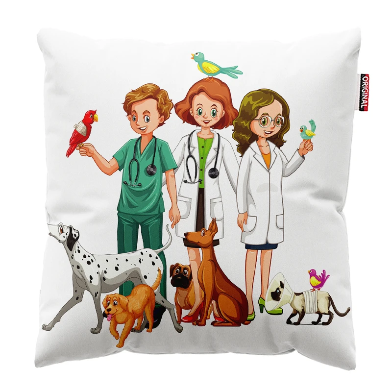 کوسن پاد آفرین مدل دامپزشک پت شاپ کد PK301872 سایز 30*30 سانتی متر