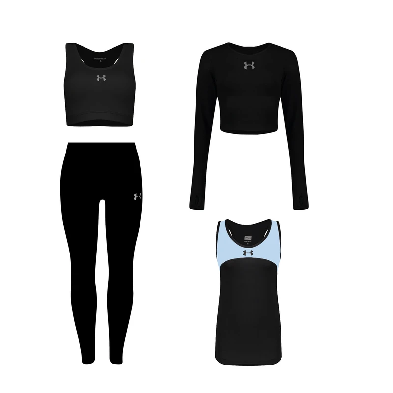 ست سه تکه لباس ورزشی زنانه مدل 1801-4101-3601-63 رنگ مشکی