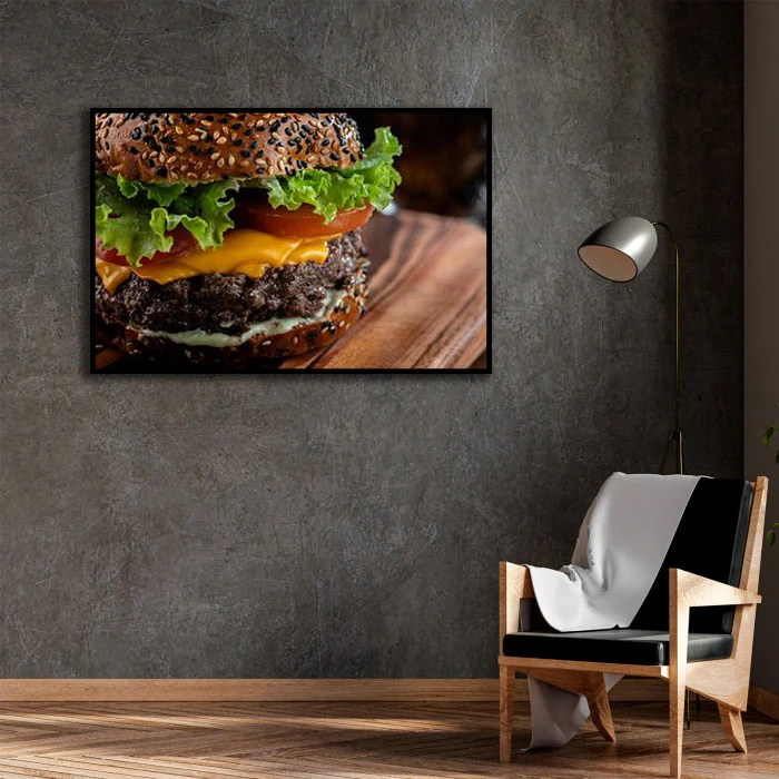 تابلو بکلیت طرح برگر مدل B-D2126 فریم مشکی