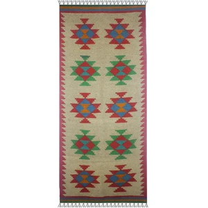 گلیم دستبافت کناره طول دو متر آریا راگز کد ksr 23410