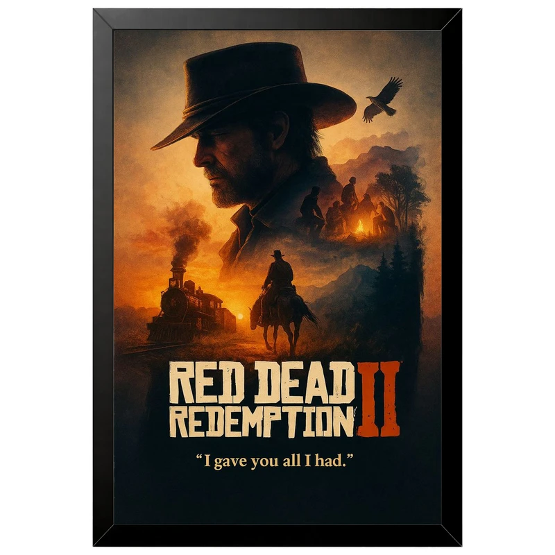تابلو بکلیت طرح گیمینگ ردد red dead redemption 2 مدل B-po2267 فریم مشکی