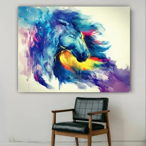 تابلو بوم طرح مخمل نقاشی اسب مدل رنگارنگ کد BK24581