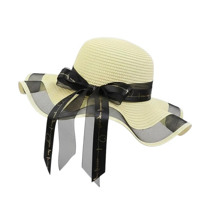 کلاه حصیری زنانه مدل ساحلی لبه دار