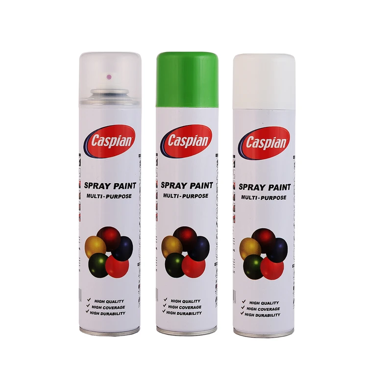 اسپری رنگ سفید براق و سبز روشن و کلر کاسپین مدل cas حجم 250 میلی لیتر