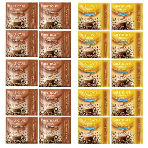 کاپوچینو مولتی و کاپوچینو بدون شکر کلاسیک مولتی کافه - 20 گرم بسته 20 عددی