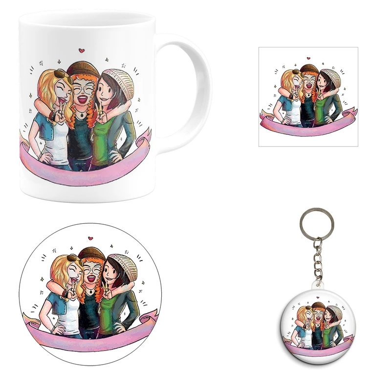 ست هدیه ماگ مدل رفیق دبیرستان کد A5 مجموعه 4 عددی