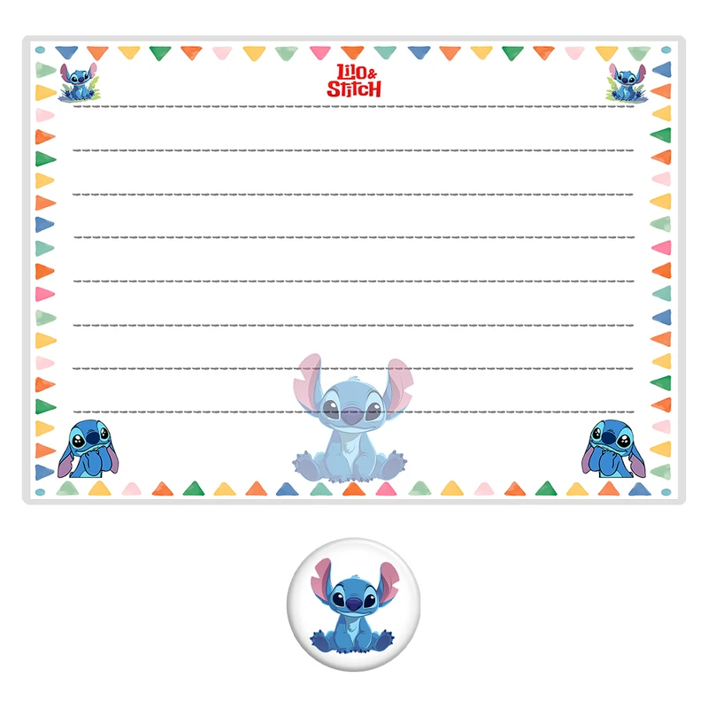 تخته وایت برد مدل لیلو و استیچ طرح آموزش حروف الفبا کد Lilo & Stitch سایز 20x30 سانتی متر به همراه مگنت مجموعه 2 عددی