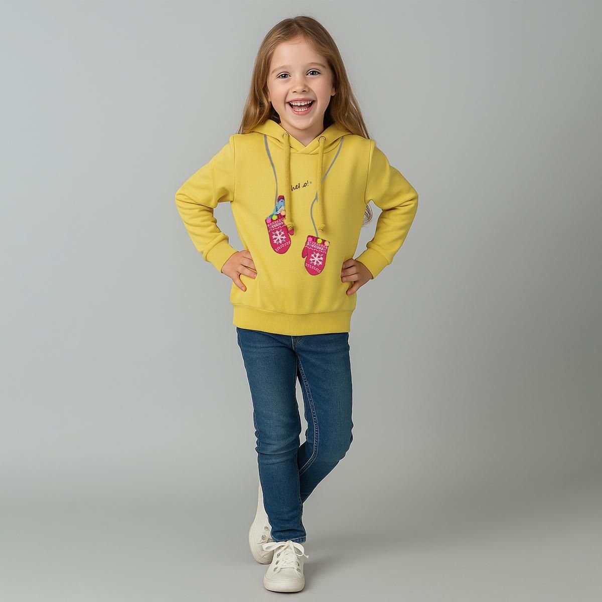 هودی دخترانه سون پون مدل 1234 رنگ زرد -  - 1