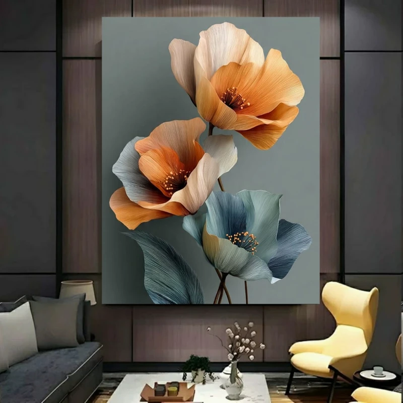 پوستر پارچه ای طرح مخمل  گل مینیمال مدل فانتزی کد PY1137