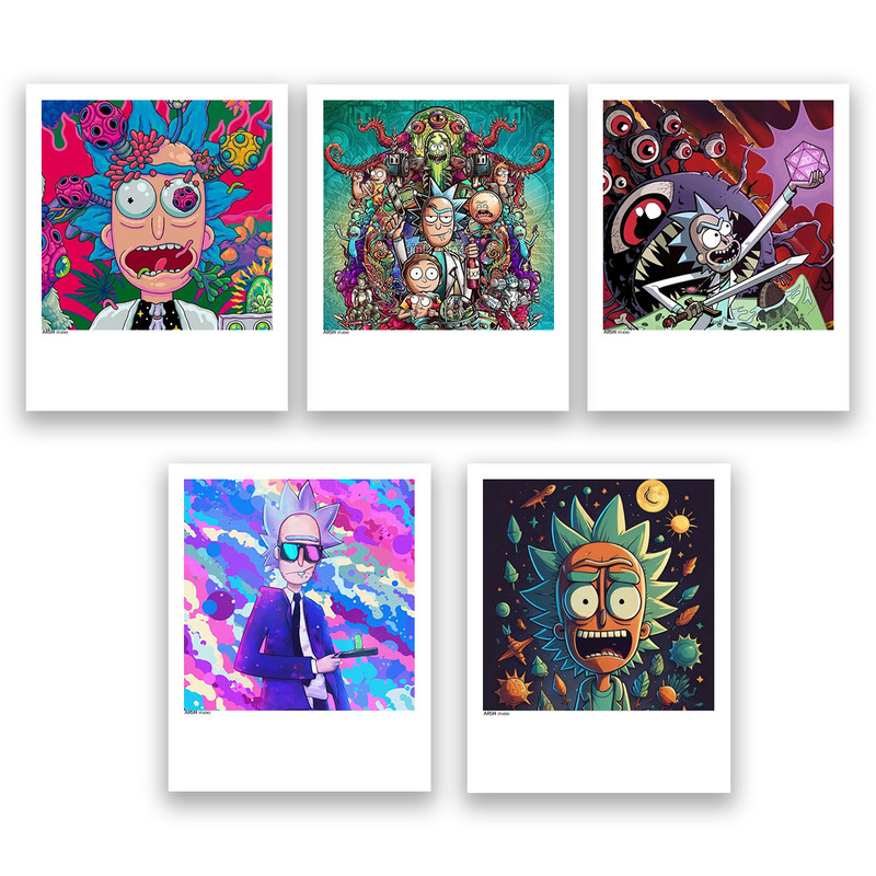 آویز تزیینی عرش مدل فانتزی ریک و مورتی کد Asa274 مجموعه پنچ عددی 