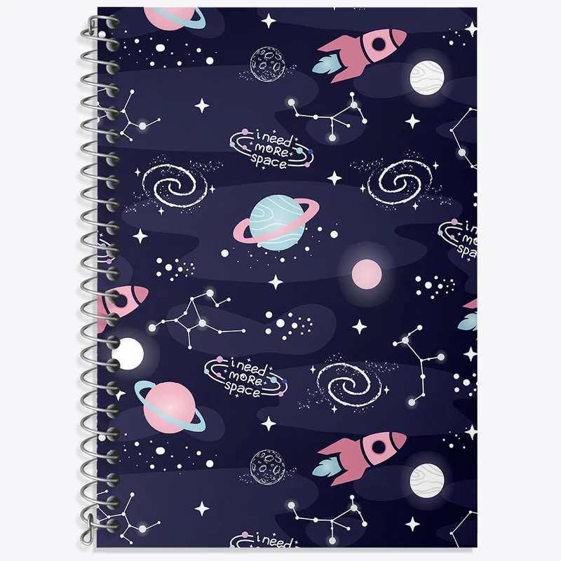 دفتر زبان 50 برگ خندالو مدل دو خط طرح فضایی کد N382