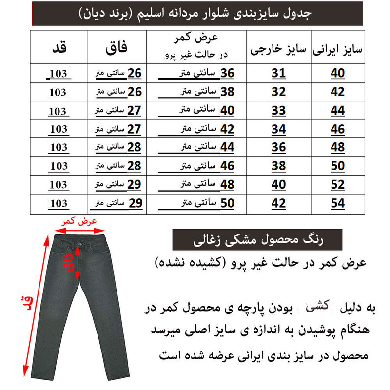 شلوار مردانه دیان مدل اسلیم فیت کد R2