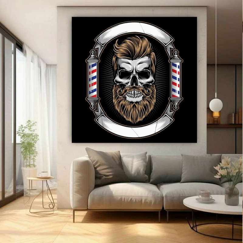 تابلو بوم طرح مخمل لوگو مدل آرایشگاه مردانه کد GR1622