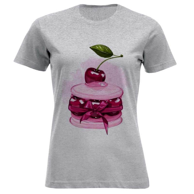 تی شرت آستین کوتاه زنانه مدل کیک گیلاس F1036