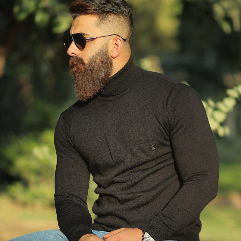 پلیور مردانه مدل یقه اسکی ساده رنگ مشکی