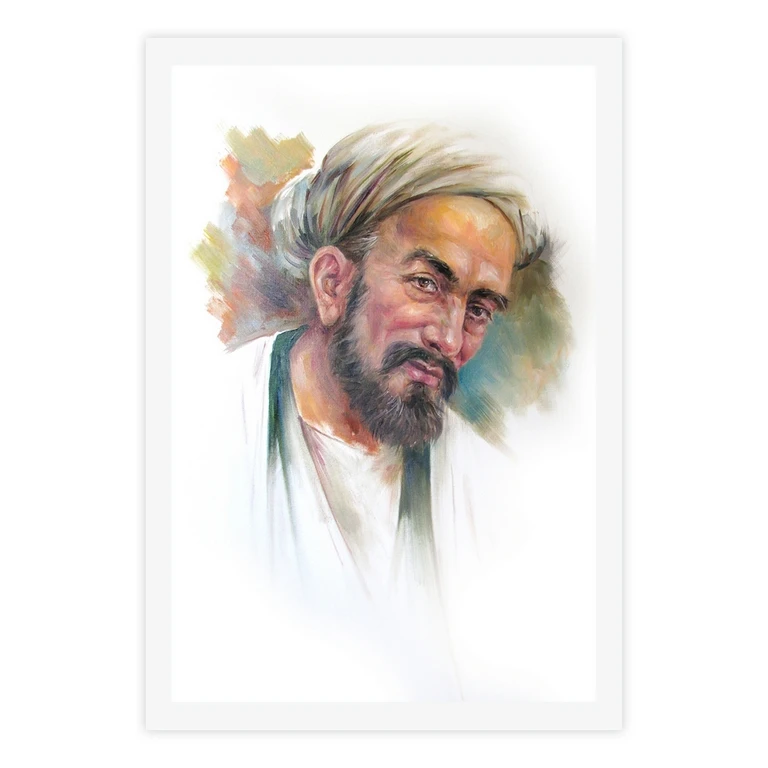 تابلو بکلیت طرح نقاشی رنگ روغن شاعر سعدی شیرازی مدل W-S10653 فریم سفید