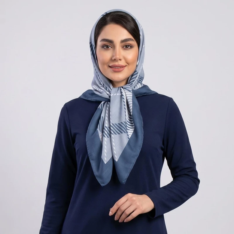 دستمال سر زنانه مدل مینی اسکارف تابستانه طرح چهارخانه جدید ana-2345