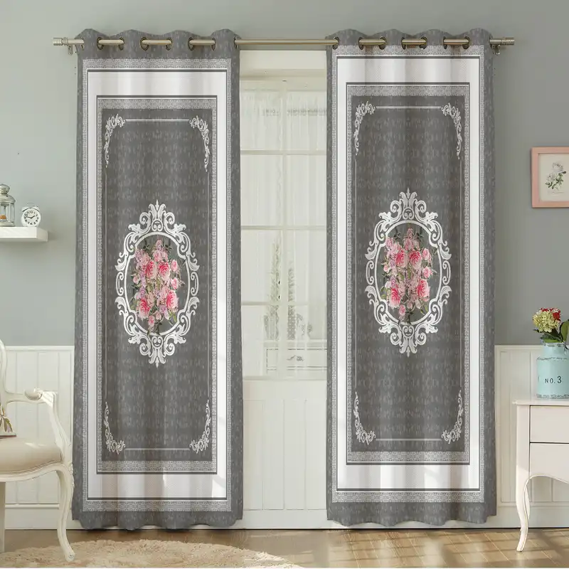 پرده نیروانا طرح سنتی مدل مخمل کد 8972 سایز 140×280 سانتی متر