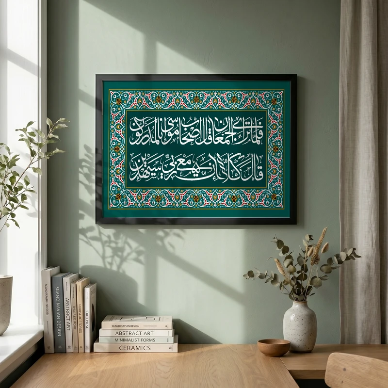 تابلو طرح قرآنی قال کلا ان معی ربی سیهدین مدل G14667 فریم مشکی