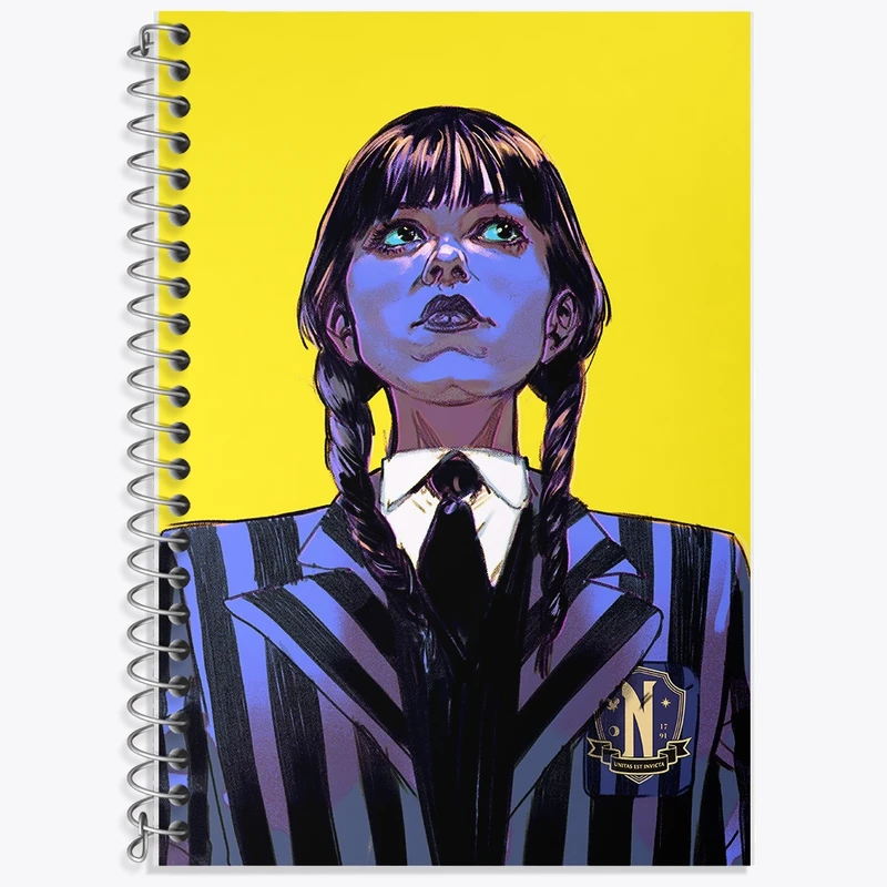 دفتر زبان 50 برگ خندالو مدل سه خط طرح ونزدی (Wednesday) کد F406