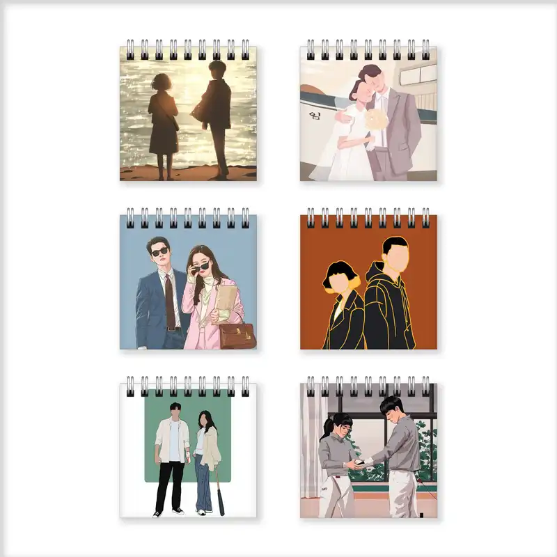 دفترچه یادداشت طرح فن آرت سریال های کره ای کد 326584 مجموعه 6 عددی