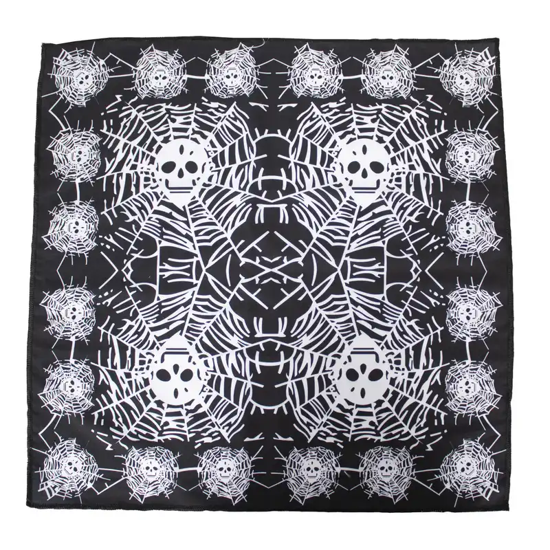 دستمال سر و گردن مدل باندانا طرح جمجمه و تارعنکبوت