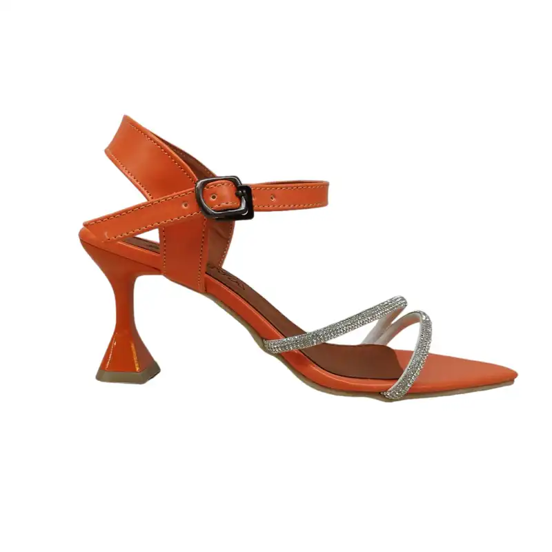 صندل زنانه مدل فرشــــــــته بیاله نگینی رنگ نارنجی