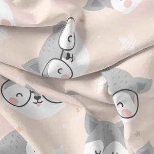   پارچه ملحفه پارچه باما مدل مخمل طرح گربه خندان  کد 5011244