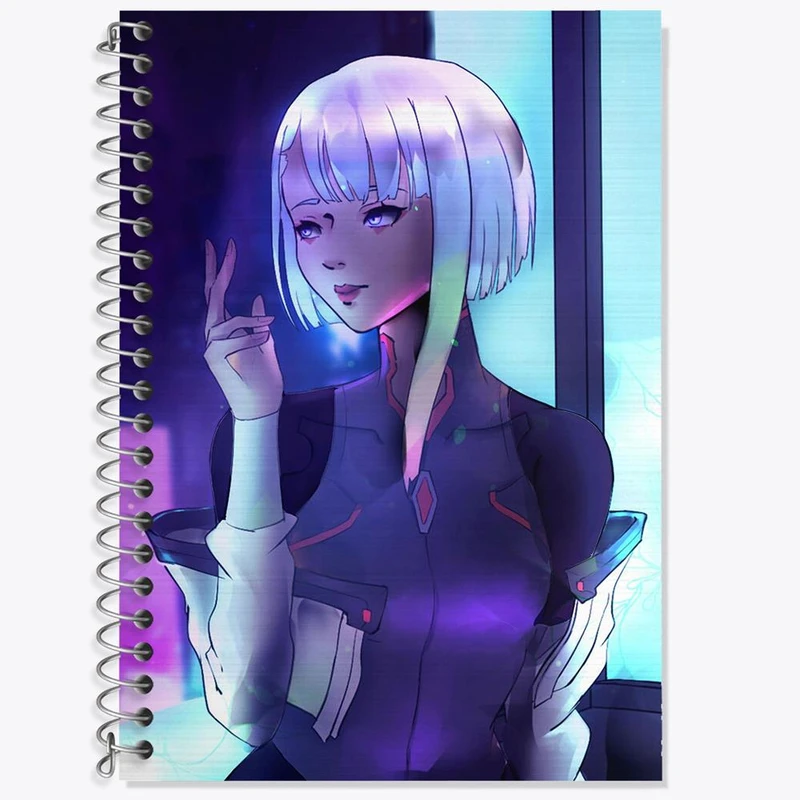 دفتر زبان 50 برگ خندالو مدل سه خط طرح لوسی انیمه سایبرپانک کد 23974