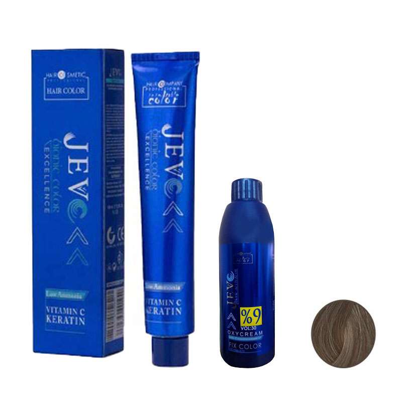 رنگ مو جوو مدل Excellence شماره 8.1 حجم 100 میلی لیتر رنگ بلوند دودی روشن به همراه اکسیدان جوو کد 01 نه درصدی حجم 150 میلی لیتر