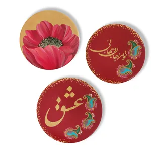 بشقاب دیوارکوب سفالی طرح عشق مجموعه سه عددی