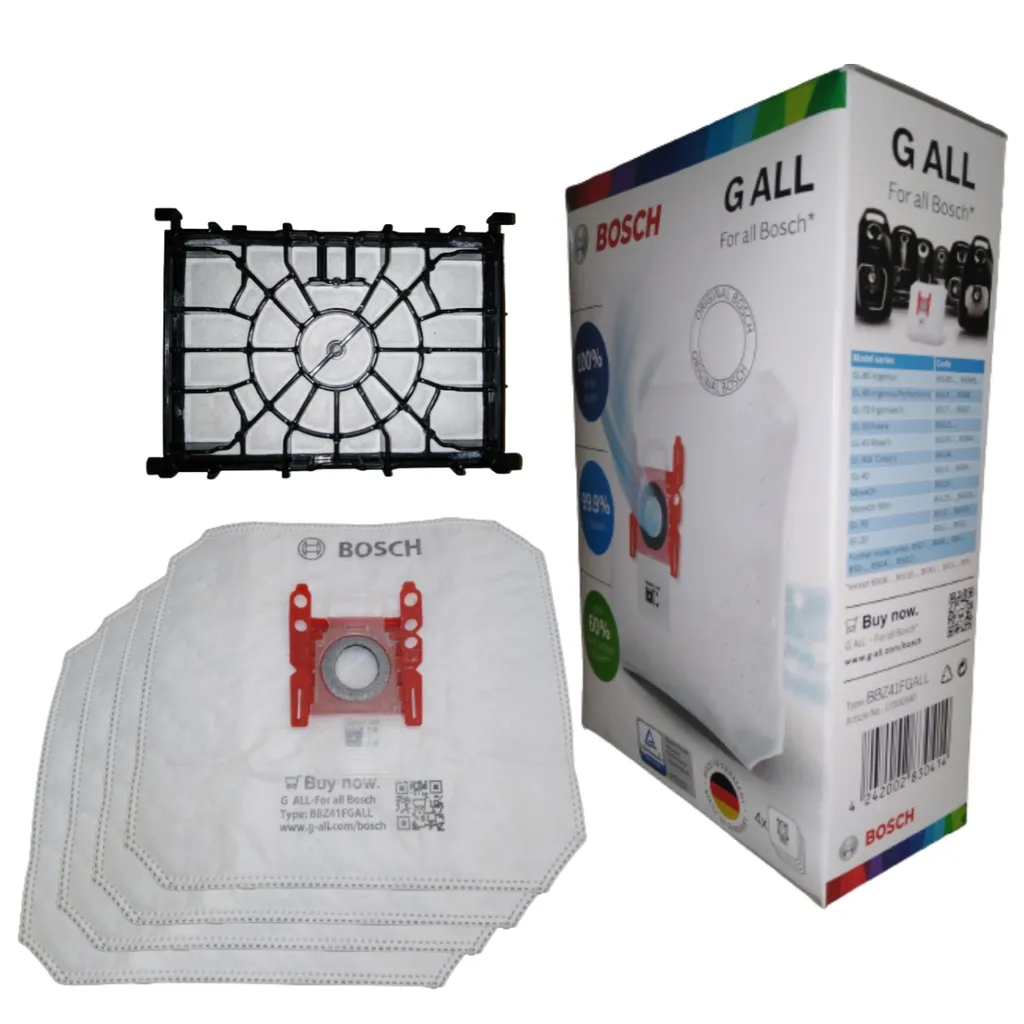 پاکت جاروبرقی بوش مدل G-ALL مناسب برای جاروبرقی های بوش و زیمنس بسته 4 عددی به همراه فیلتر موتور جارو