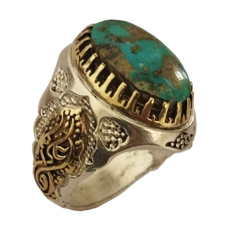 انگشتر نقره مردانه مدل فیروزه نیشاپور