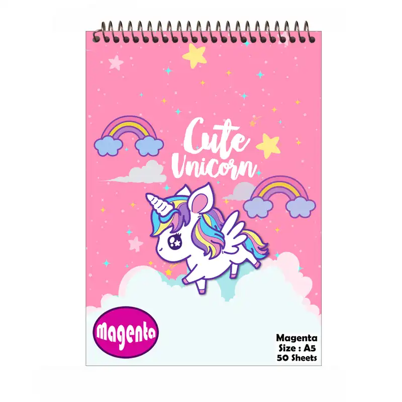 دفتر نقاشی مجنتا طرح یونیکورن کد 0075
