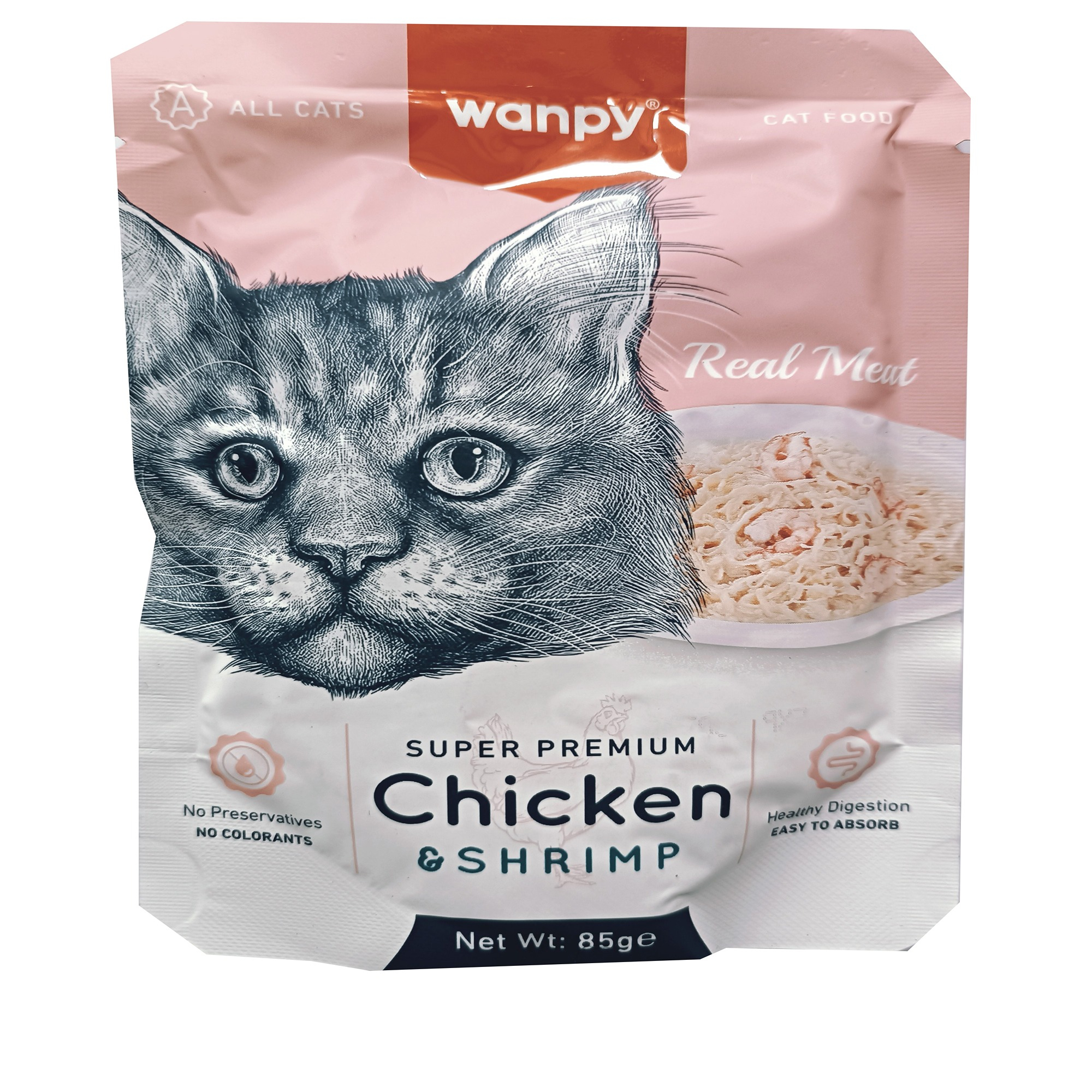 پوچ گربه ونپی مدل europe series طعم مرغ و میگو وزن 85 گرم