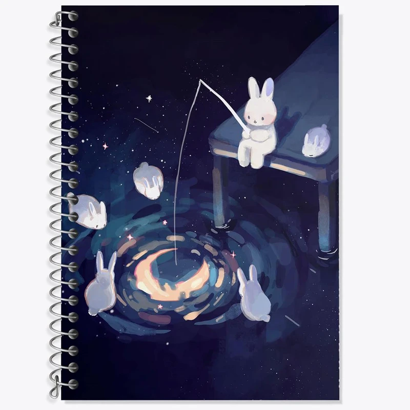 دفتر زبان 50 برگ خندالو مدل دو خط طرح خرگوش حیوانات بامزه کد 21068