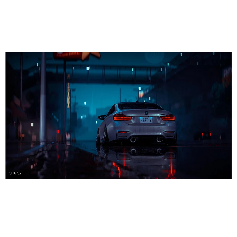 فرش پارچه‌ای مدل فرشینه طرح BMW مدل شب بارانی کد AR3060247