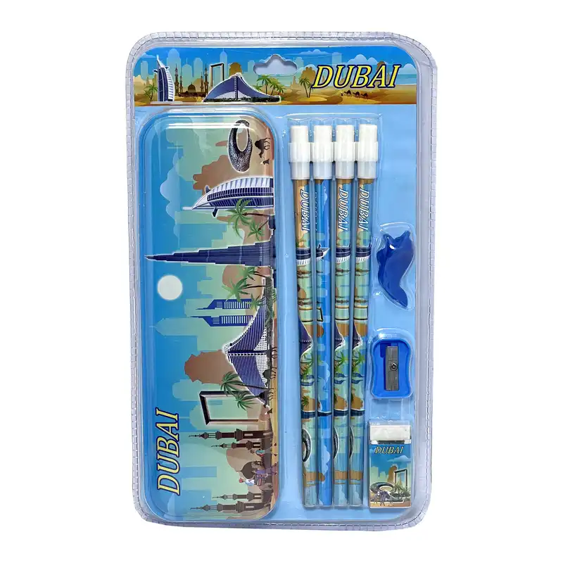 بسته لوازم تحریر مدل dubai کد 02A مجموعه 8 عددی