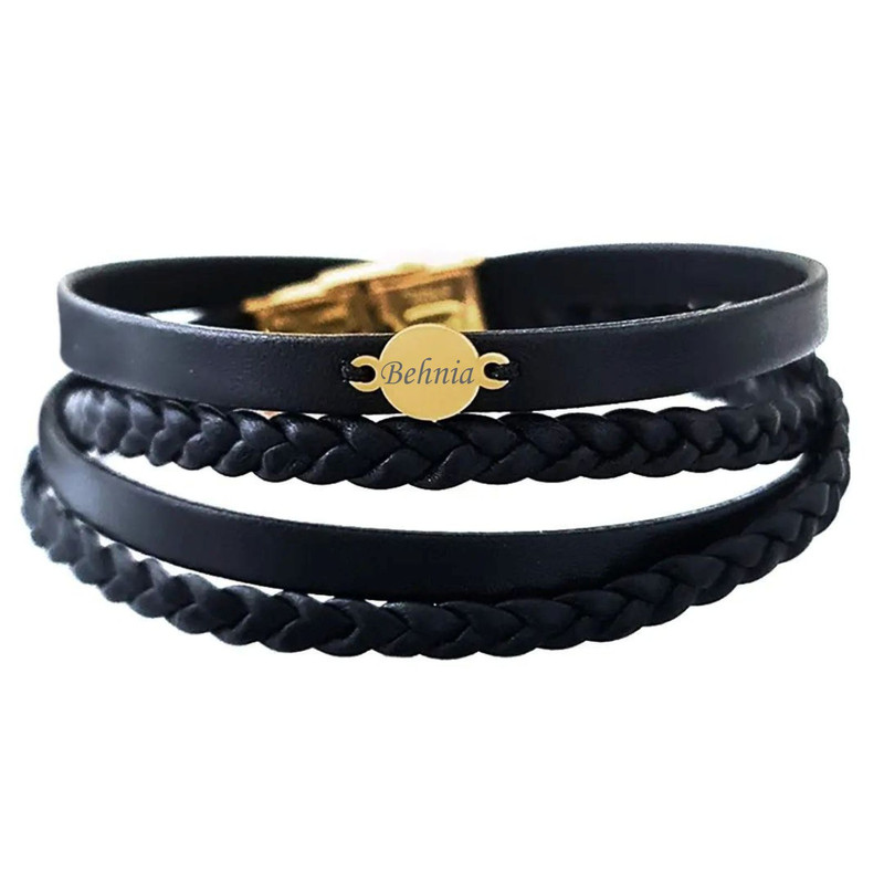 دستبند طلا 18 عیار مردانه لیردا مدل اسم بهنیا کد 123