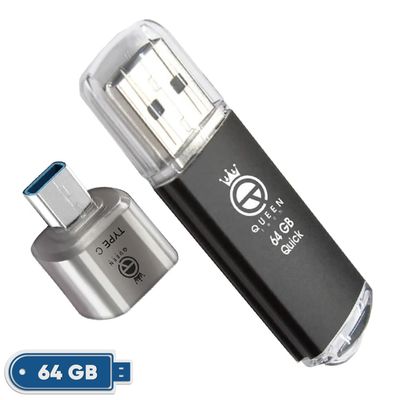 نقد و بررسی فلش مموری کوئین تک مدل QUICK C-PLUS ظرفیت 64 گیگابایت با رابط USB به همراه مبدل USB-C توسط خریداران