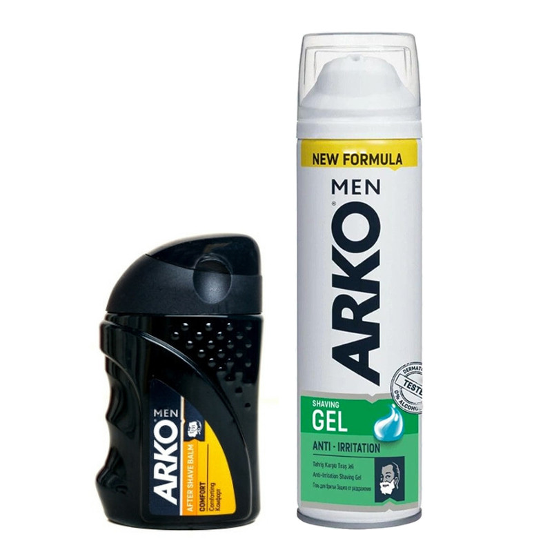 ژل اصلاح آرکو من مدل آنتی باکتریال حجم 200 میلی لیتر به همراه بالم افتر شیو آرکو من مدل Comfort حجم 150 میلی لیتر